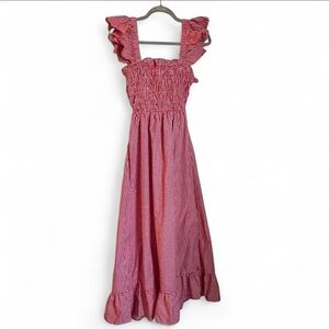 Red Gingham Maxi Dress with Ruffle Straps
